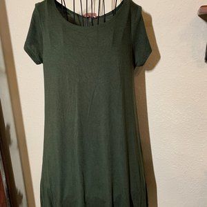 SJS Women's size Petite Small Short Sleeve Green T-Shirt Dress